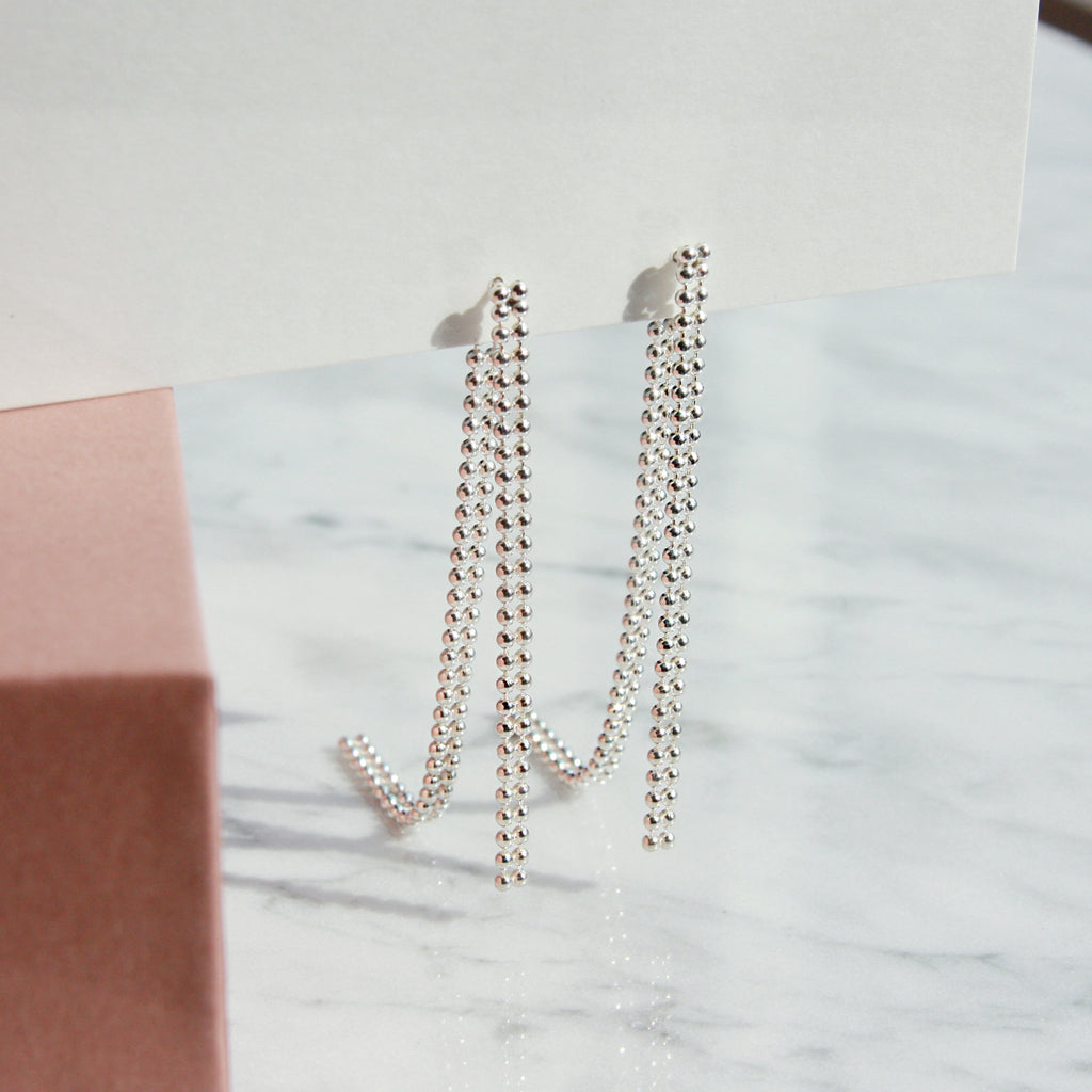 Ball Chain Earrings with Diamonds - Haniel Jewelry